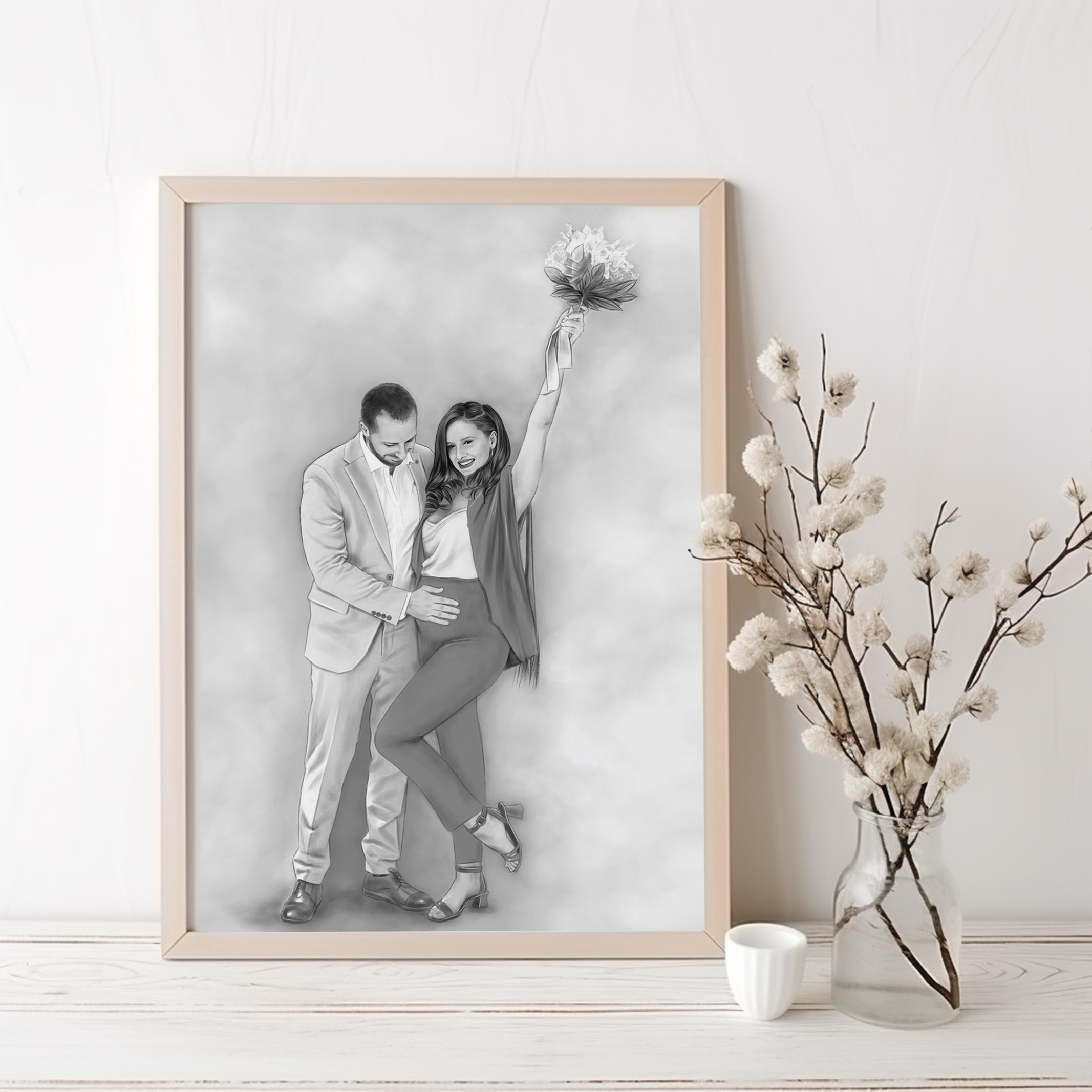 tablou personalizat cu prinderea buchetului