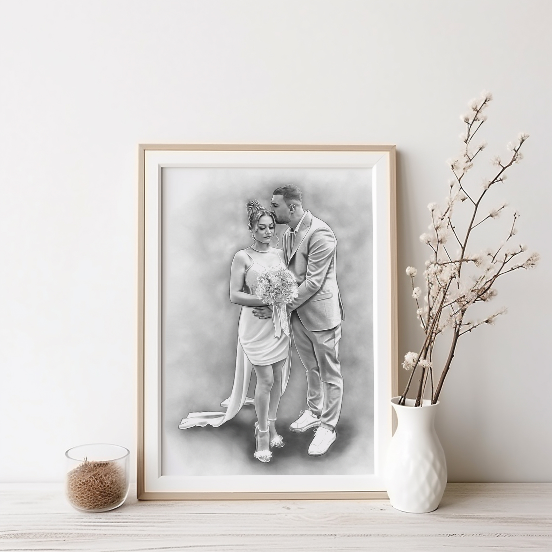 portret personalizat dupa fotografie de nunta